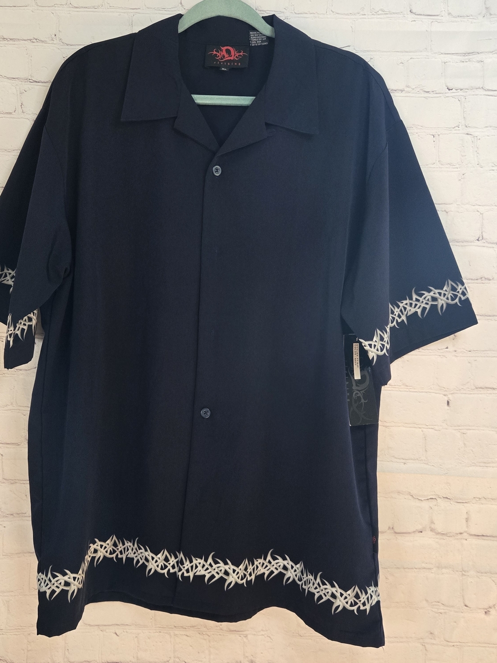 DC Clothing Y2k Tribal Chain Cyber Grunge Camp Bowling Shirt XL Skater 90s